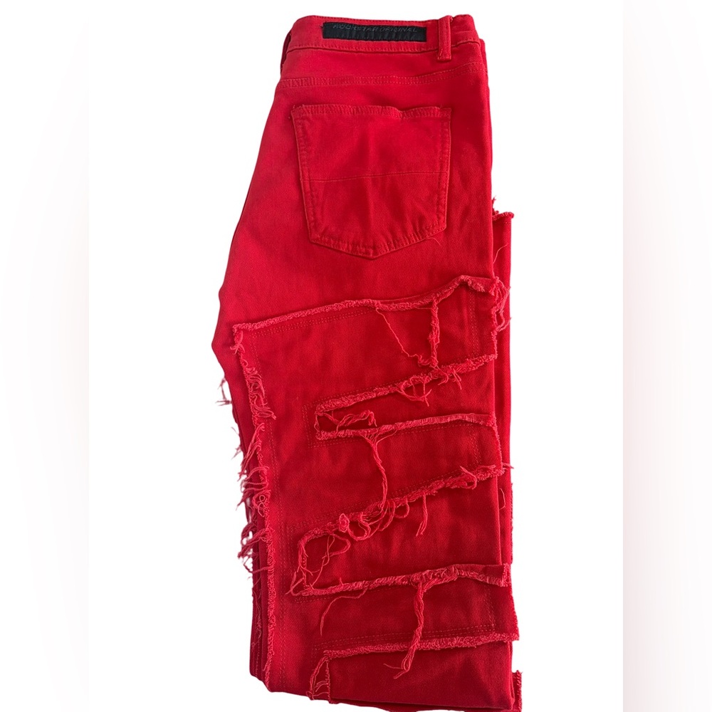 Stacked Red Jeans - Picture 4 of 6